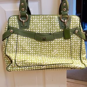 Coach green canvas handbag